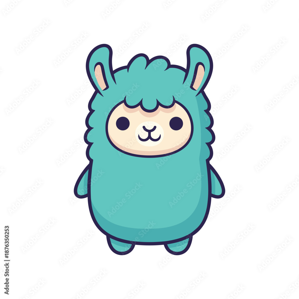 Naklejka premium Adorable Cartoon Llama Character Illustration