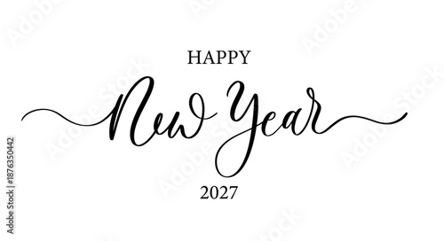 Handwritten Calligraphy Happy New Year 2027 Vector Design.