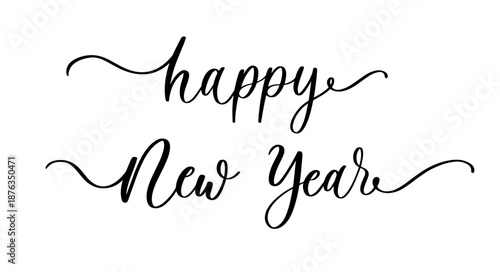 Handwritten Calligraphy Happy New Year Vector Design.