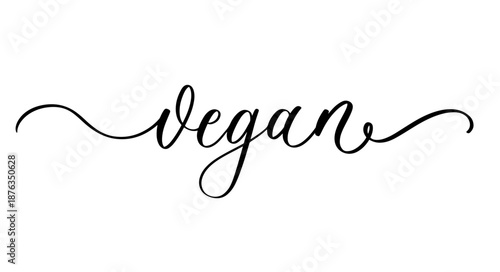Handwritten Calligraphy Vegan Organic Plant Based Vector Lettering Design.