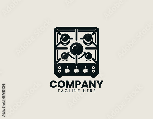 Black gas stove vector logo illustration