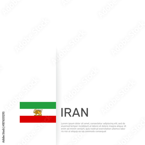 Flag of iran lion and sun. Protest, riot, revolution. Ribbon color flag of iran on a white background. National poster. Place for text. Copy space. Iranian patriotic banner, flyer. Vector flat design