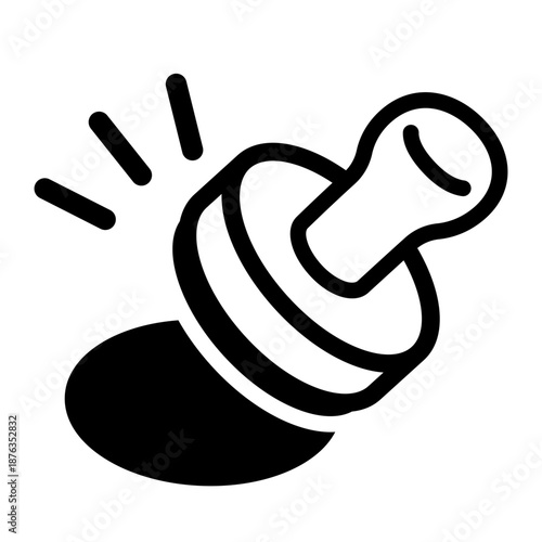 持ち手の付いたスタンプを押しているのイラスト。