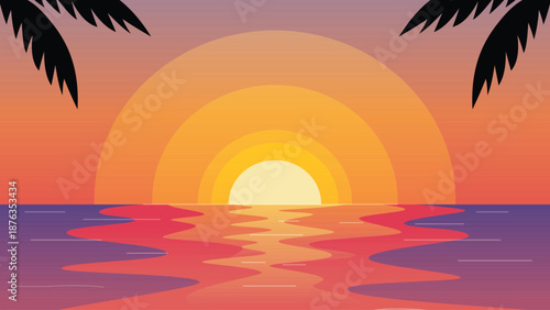 Tropical Sunset Over Calm Ocean