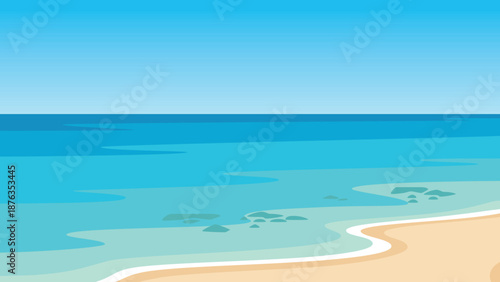 Turquoise Ocean Minimal Beach Landscape