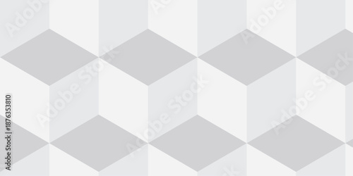 Seamless white geometric cube creative concept triangle overlapping overlap square technology texture. geometric digital cubes fabric and wallpaper grid block texture background.