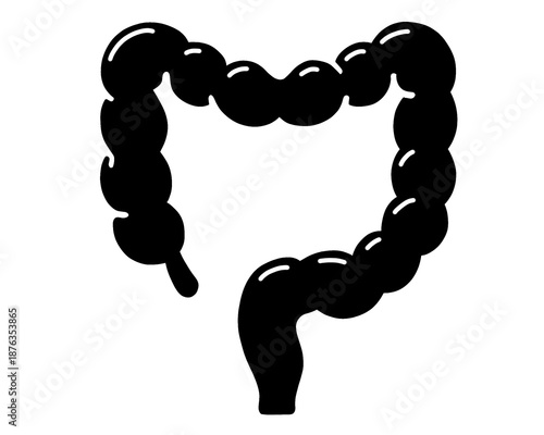 human intestine silhouette, black and white image
