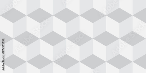 Seamless white geometric cube creative concept triangle overlapping overlap square technology texture. geometric digital cubes fabric and wallpaper grid block texture background.