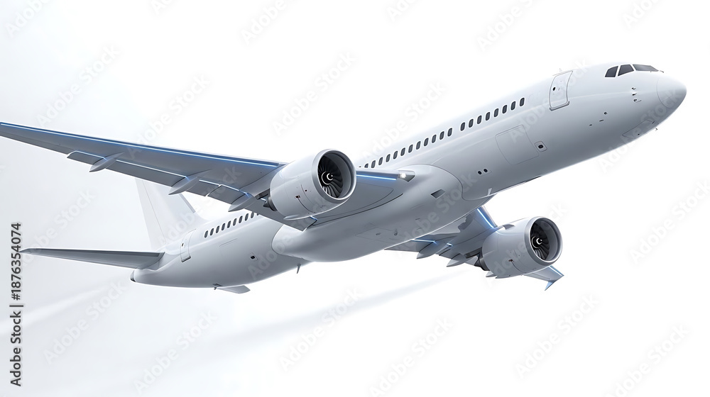 Fototapeta premium A White Airplane Flying Through The Air