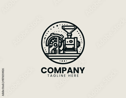oil extraction mini machine vector logo illustration