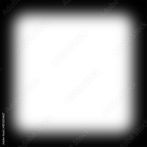 Transparent black vignette border frame overlay shadow effect for video or image mockup. Blank vignette blurred decorative frame with realistic shadow on transparent background. Vector illustration.