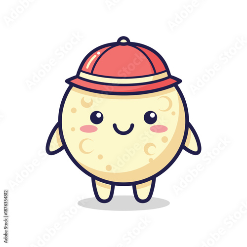 Adorable Cookie Cartoon Character Wearing Red Hat
