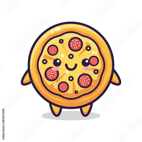 Adorable Cartoon Pizza Character Illustration
