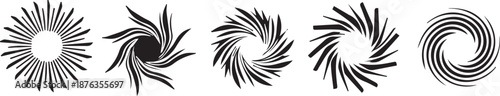 Abstract Spiral Energy Motion Icons Black White Minimal Vector