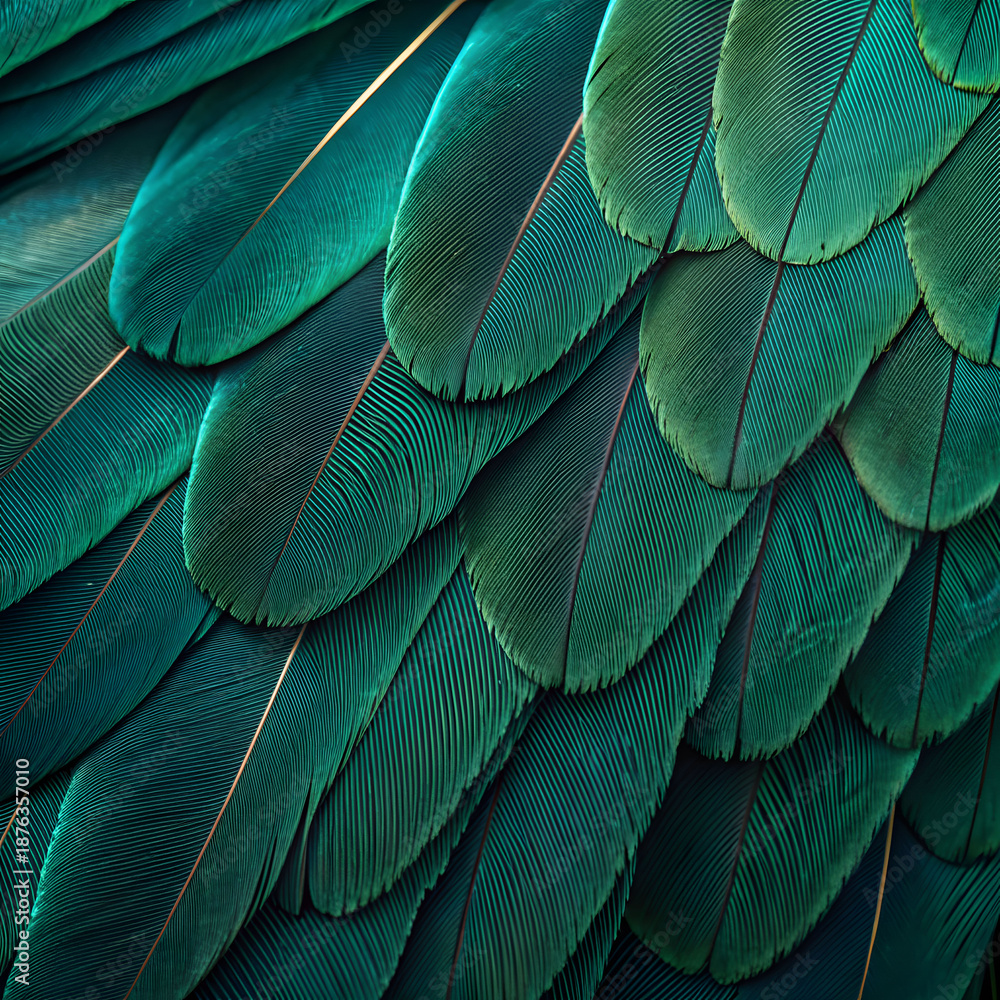 Obraz premium Close-up macro view of overlapping dark green leaves showcasing texture