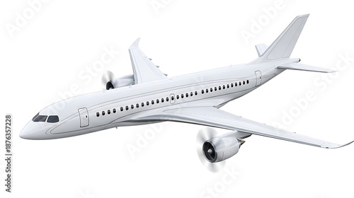 A White Airplane Flying In The Air