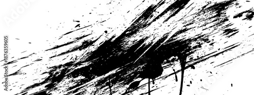 Dynamic black paint splatter stroke grunge texture element abstract vector illustration