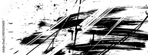 Black Grunge Brush Stroke Splatter Vector Background Texture Abstract Distressed Overlay