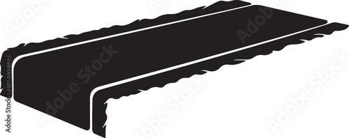 Black and white image of a rectangular object with curved edges