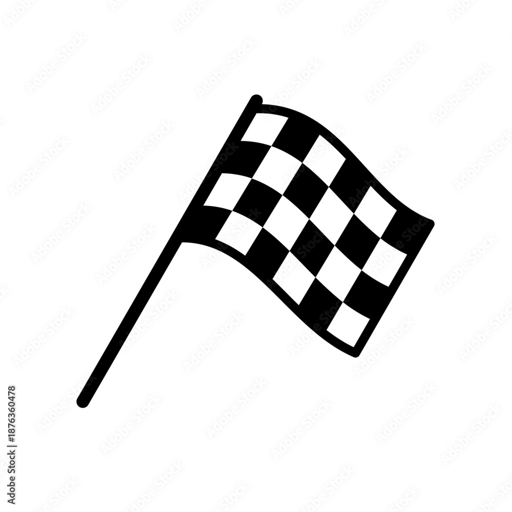 Obraz premium Race finish flag with checkered pattern -vector icon