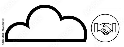 Cloud computing concept. Cloud computing by a cloud and handshake for collaboration. Computing business, digital solutions, and teamwork. For IT, tech, business, and cloud collaboration