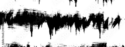 Seamless Black Paint Brushstroke and Dripping Grunge Ink Texture Vector Element