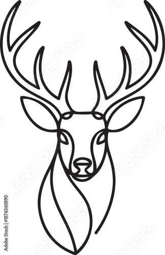 Single continuous line drawing of elegance head deer for national zoo logo identity. Luxury buck mascot concept for animal hunting club. one line Icon drawing