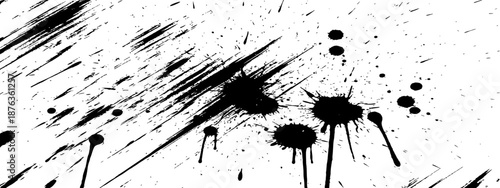 Black Ink Splatter and Brush Stroke Grunge Background Vector
