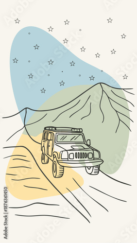 Rugged 4x4 Desert Night Drive Under Starry Sky