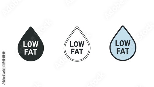 Three icons representing low fat content in a drop shape.