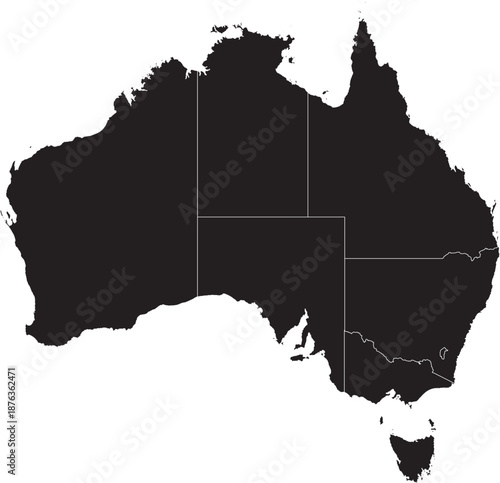 Australia Map with Different Region Divisions Editable Vector Design