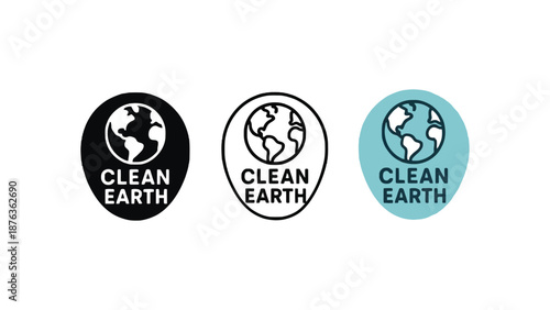 Three circular icons depicting the Earth with the text 'CLEAN EARTH' below.