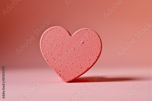Minimalist Pink Heart Shape: Romantic Valentines Day Concept for Stock Photography, Warm Tone, Copy Space