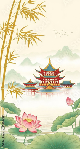 chinese temple in the garden