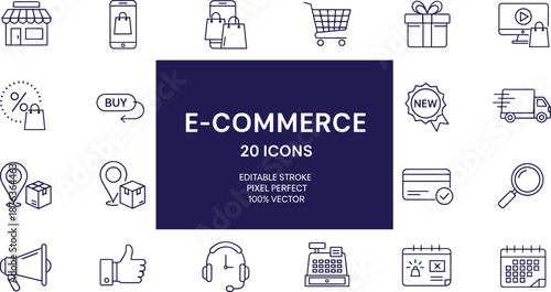 Collection of Forty Five Fast Food Line Icons Featuring Burgers Pizza Hot Dogs Tacos Fried Chicken Sushi Coffee and Dessert Symbols with Editable Stroke Weights