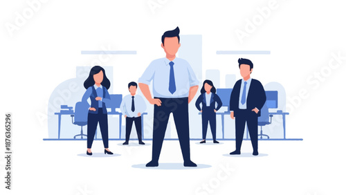 Flat 2D vector illustration representing corporate success and business growth