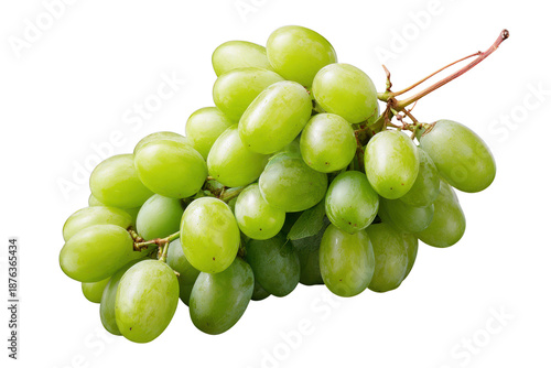 Bunch of ripe green grapes with stem against black background fruit food