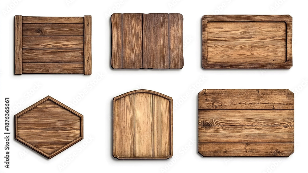 Naklejka premium collection of wooden signs on white background