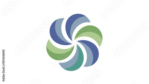 Abstract Spiral Swirl Logo in Blue and Green on Isolated White Background