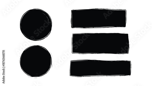 Abstract black shapes circles and rectangles in a minimalist composition