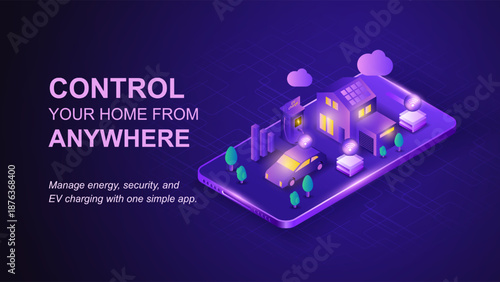 Smart home automation and electric vehicle charging on smartphone with solar energy system app