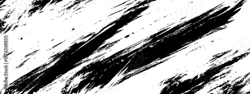 Abstract black and white diagonal grunge texture background with expressive ink brush strokes distress overlay vector design element