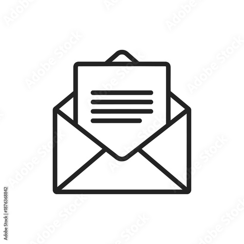 Business Email Application Icon with Envelope and Letter for Communication