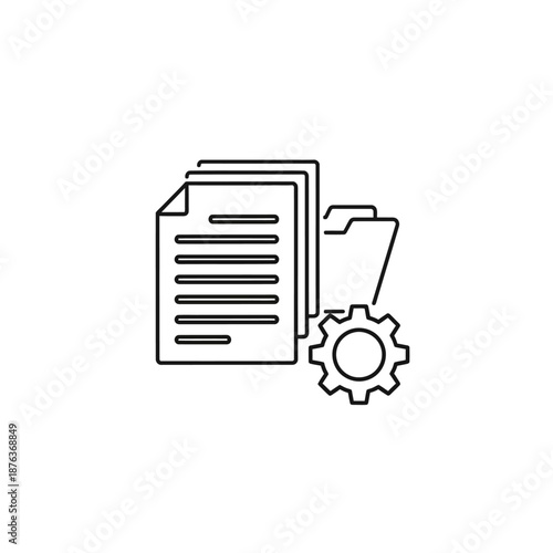 Business Documents and File Management Concept with Gear Icon
