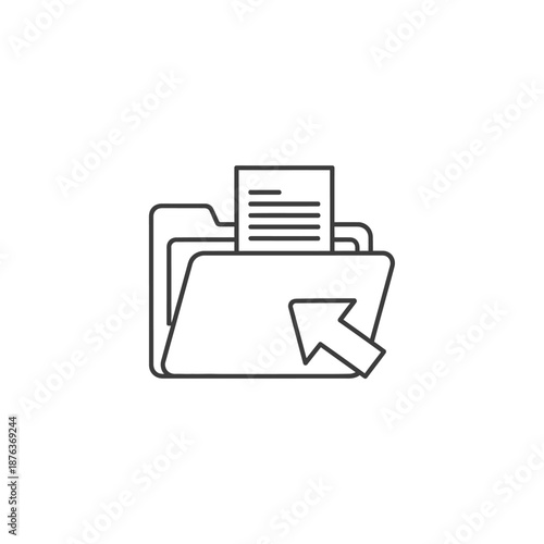 Business Document Folder with Digital Files and Click Icon for Data Access