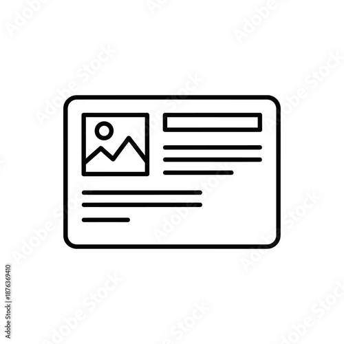 Close-up of a blank social media or website news feed layout for digital content design