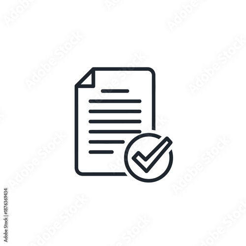 Close-up of a Document With a Checkmark Icon for Verification or Approval