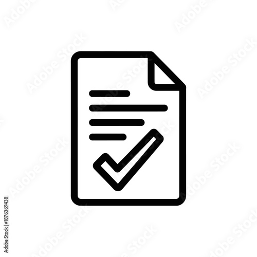 Close-up of a Document with a Checkmark Icon for Verification or Approval