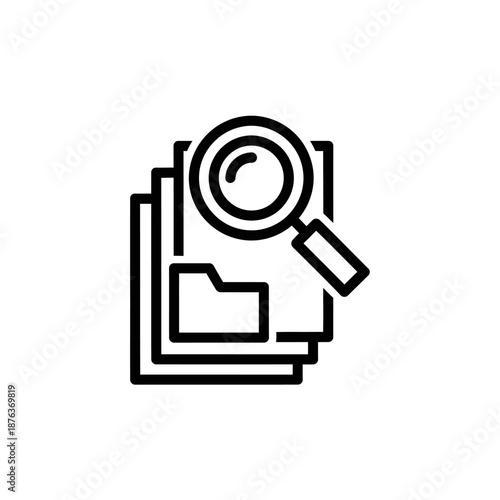 Close-up of a File Folder with Magnifying Glass for Document Search and Data Analysis