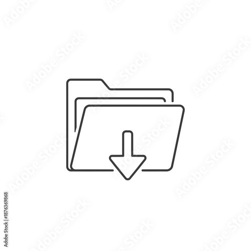 Close-up of a Folder Icon with Download Arrow for Digital Files